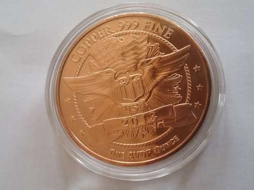 .999 PURE COPPER FINE *** 2013 *** USA ONE AVDP OUNCE. STATUE OF LIBERTY. ENCAPSULATED