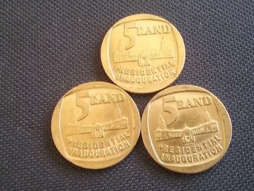 3 x 1994 PRESIDENTIAL INAUGURATION R5 COINS. BID PER COIN.