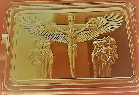 JESUS CHRIST and THE ANGELS - GOLD CLAD BAR *** ENCAPSULATED. ABSOLUTELY BEAUTIFUL.