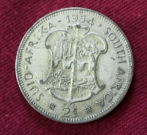 SILVER UNION OF SOUTH AFRICA 2 SHILLING  **1954.