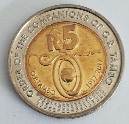 SUPERB O R TAMBO COMMEMORATIVE R5 COIN.AU. 3 AVAILABLE.