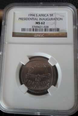 6 x MS62 1994 PRESIDENTIAL INAUGURATION COINS GRADED BY NGC. SCARCE GRADE.