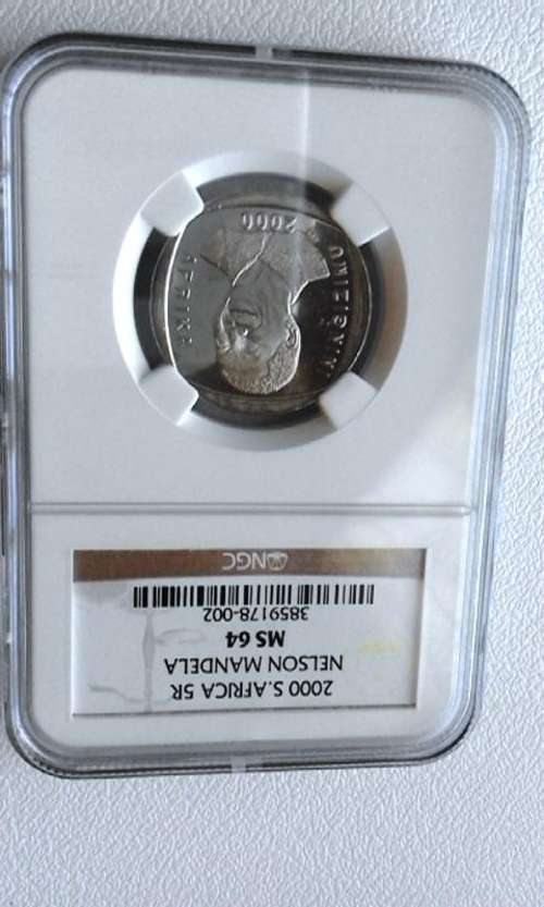 MS64 SMILEY! VERY SCARCE! 2000 NELSON MANDELA R5 GRADED MS64 BY THE NGC.