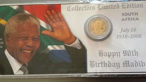 LIMITED EDITION: UNCIRCULATED NELSON MANDELA BIRTHDAY R5.- 18 JULY 1918- 2008. LAST ONE!