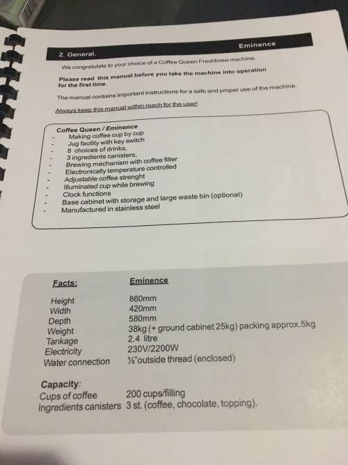 Coffee Queen (Eminence) automatic coffee machine