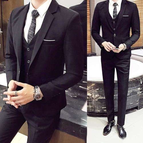 3Pcs/Set Luxury Plus Size Men Suit Set Formal Blazer +Vest +Pants Suits Sets Oversize For Men's Wedd