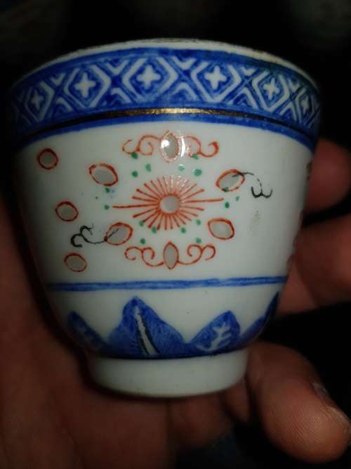chinese blue & white Rice cup used condition x6