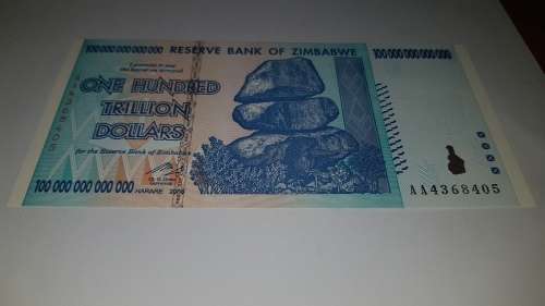 Zimbabwe 100 trillion Dollars UNC