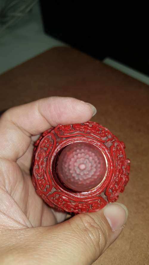 chinese red carved bottle