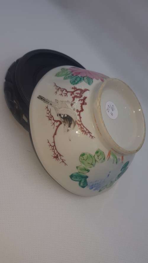 Antique chinese bird and flower bowl