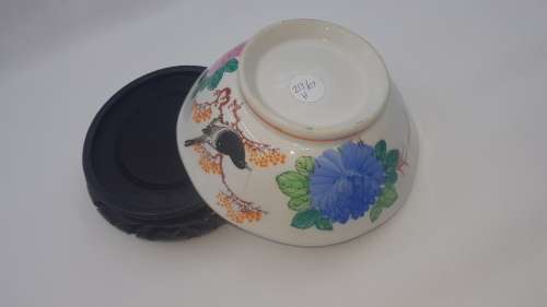 Antique chinese bird and flower bowl