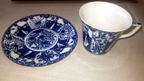 Ancient Japanese porcelain duo blue  and white