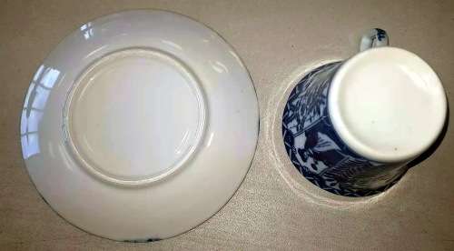 Ancient Japanese porcelain duo blue  and white