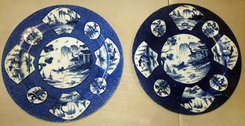 oriental blue and white  nanking garden wall deco plates 1760