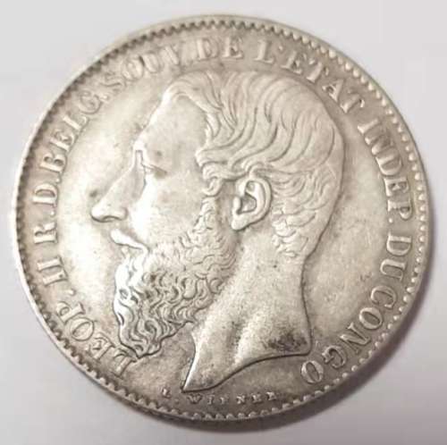 Congo Free State 2 Francs KM# 7 1894