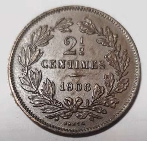 1908 Luxembourg 2 1/2 centimes beautiful coin
