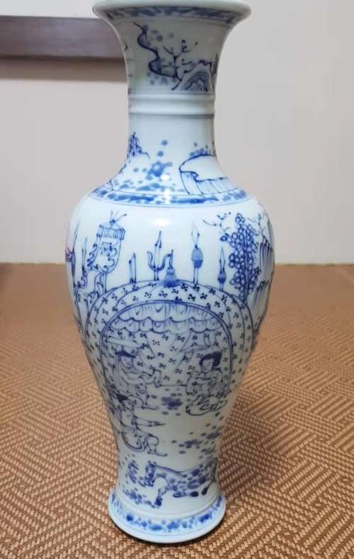 kangxi blue and white horse hunting vase
