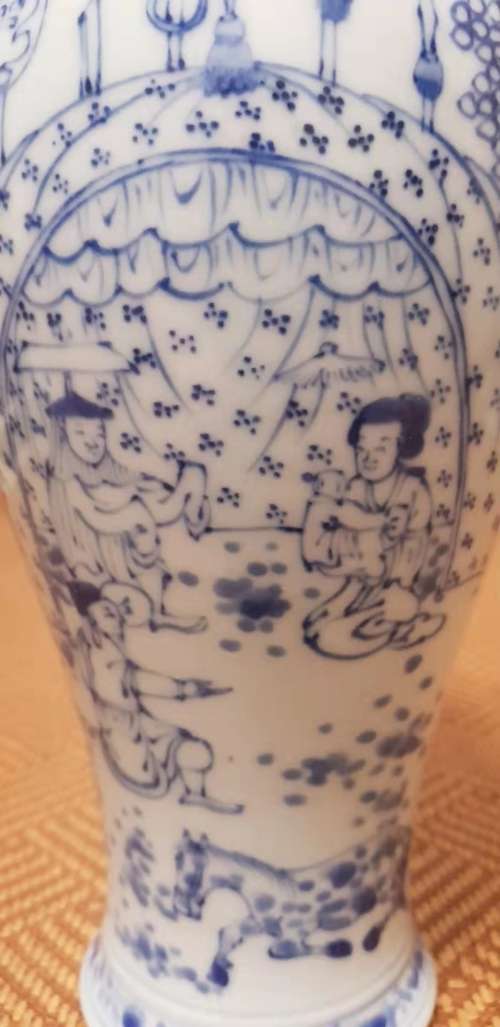 kangxi blue and white horse hunting vase