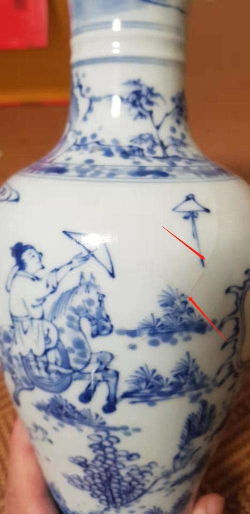 kangxi blue and white horse hunting vase