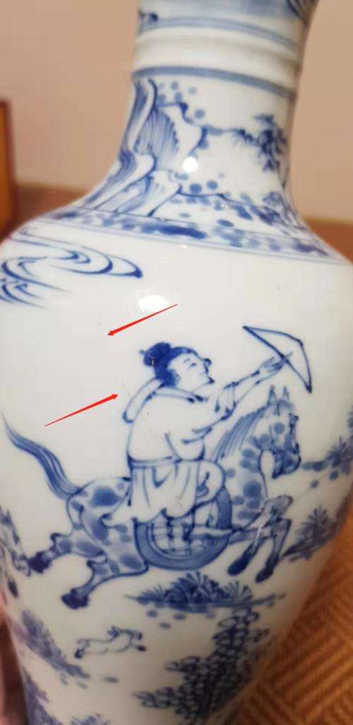 kangxi blue and white horse hunting vase