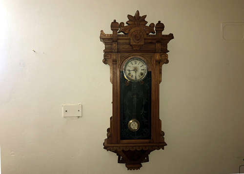 ANTIQUE I. MENDELSOHN SOLID WALNUT WALL CLOCK