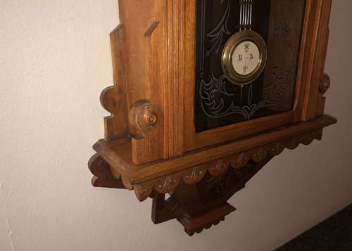 ANTIQUE I. MENDELSOHN SOLID WALNUT WALL CLOCK