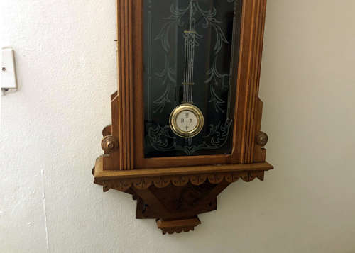 ANTIQUE I. MENDELSOHN SOLID WALNUT WALL CLOCK