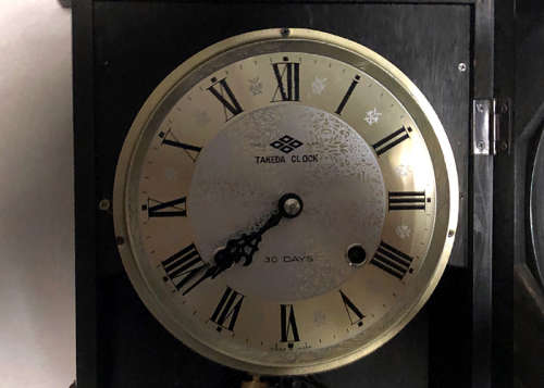 WOODEN WALL CLOCK, 30 DAY WINDING WITH PENDULUM