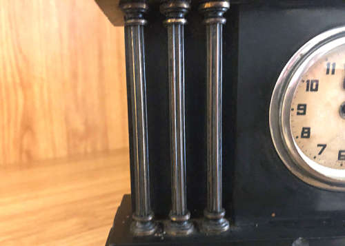 ANTIQUE SLATE MANTEL CLOCK, MECHANICAL