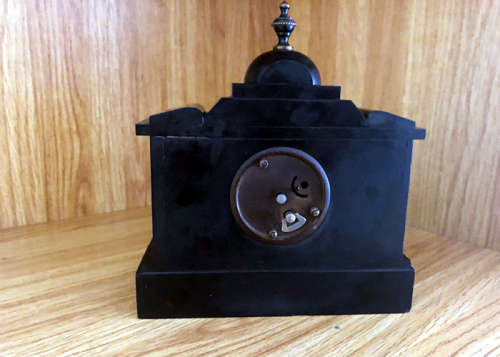 ANTIQUE SLATE MANTEL CLOCK, MECHANICAL