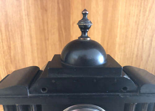 ANTIQUE SLATE MANTEL CLOCK, MECHANICAL