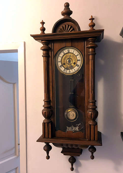 ANTIQUE HAC SOLID WOOD WALL CLOCK EARLY 1900S