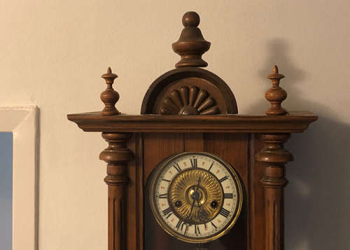 ANTIQUE HAC SOLID WOOD WALL CLOCK EARLY 1900S