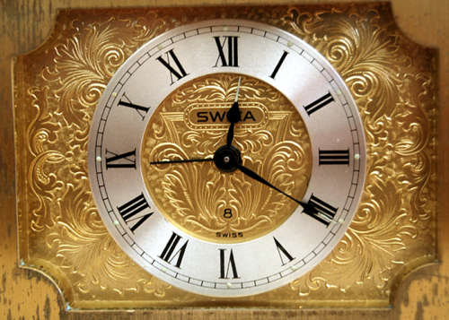 VINTAGE SWIZA ALARM CLOCK, SOLID BRASS 8 DAYS WINDING