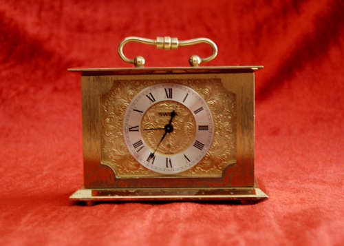 VINTAGE SWIZA ALARM CLOCK, SOLID BRASS 8 DAYS WINDING