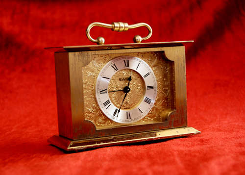 VINTAGE SWIZA ALARM CLOCK, SOLID BRASS 8 DAYS WINDING