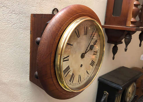 STUNNING ANTIQUE STATION CLOCK, FUSEE MOVEMENT CIRCA 1860, WORKING