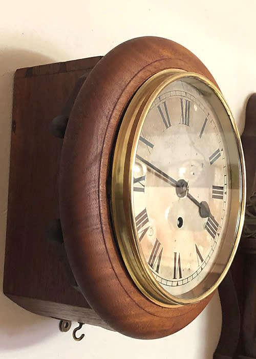 STUNNING ANTIQUE STATION CLOCK, FUSEE MOVEMENT CIRCA 1860, WORKING