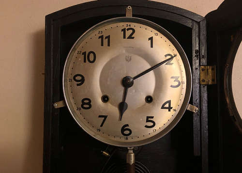 VINTAGE REGULATOR WALL CLOCK 8 DAYS WIND, WORKING