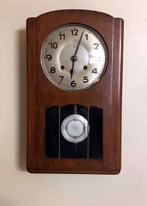VINTAGE REGULATOR WALL CLOCK 8 DAYS WIND, WORKING