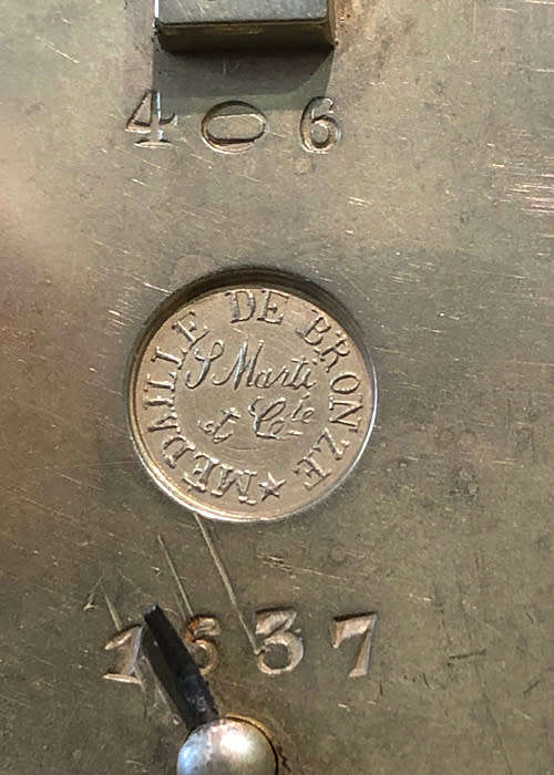 ANTIQUE FRENCH MANTEL CLOCK S. MARTI MEDAILLE DE BRONZE, 1870