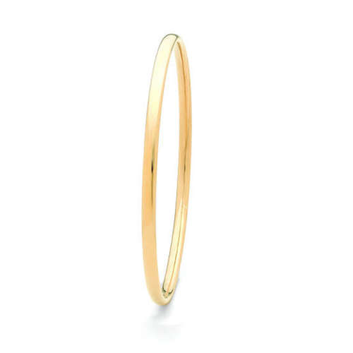 Gold Bangles, Solid 9 Ct. D Shape 3 mm Heavy Bangles