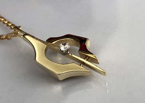 Gold Pendant 9 Ct Solid Yellow Gold With a Simulated Diamond