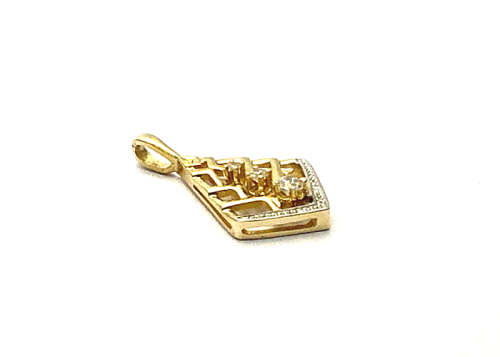 GOLD PENDANT, SOLID 9 CT GOLD AND CUBIC ZIRCONIA