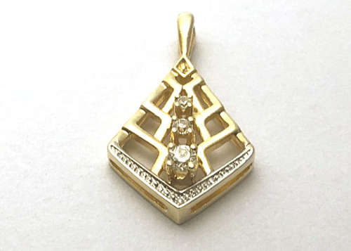 GOLD PENDANT, SOLID 9 CT GOLD AND CUBIC ZIRCONIA