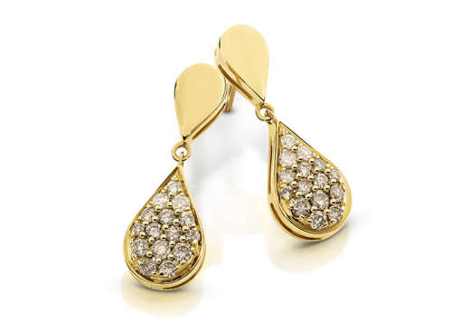 9 Ct Solid Yellow Gold and CZ Drop Dangle Stud Earring