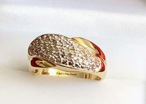 9 Ct Solid Gold Genuine Diamond Ring, .30 ct pave set Diamonds