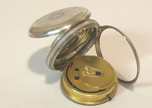 ANTIQUE POCKET WATCH, FUSEE MOVEMENT, KEY WINDING, SILVER CASE MADE IN CHESTER, UK, IN 1867