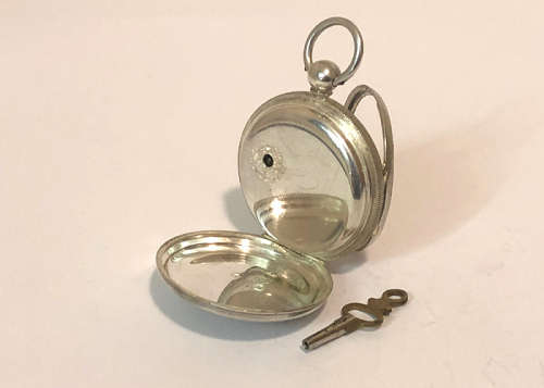 ANTIQUE POCKET WATCH, FUSEE MOVEMENT, KEY WINDING, SILVER CASE MADE IN CHESTER, UK, IN 1867