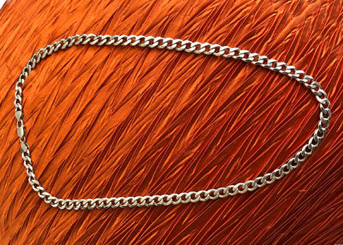 HEAVY SOLID SILVER MEN'S CHAIN, DIAMOND CUT CURB LINK MADE IN ITALY